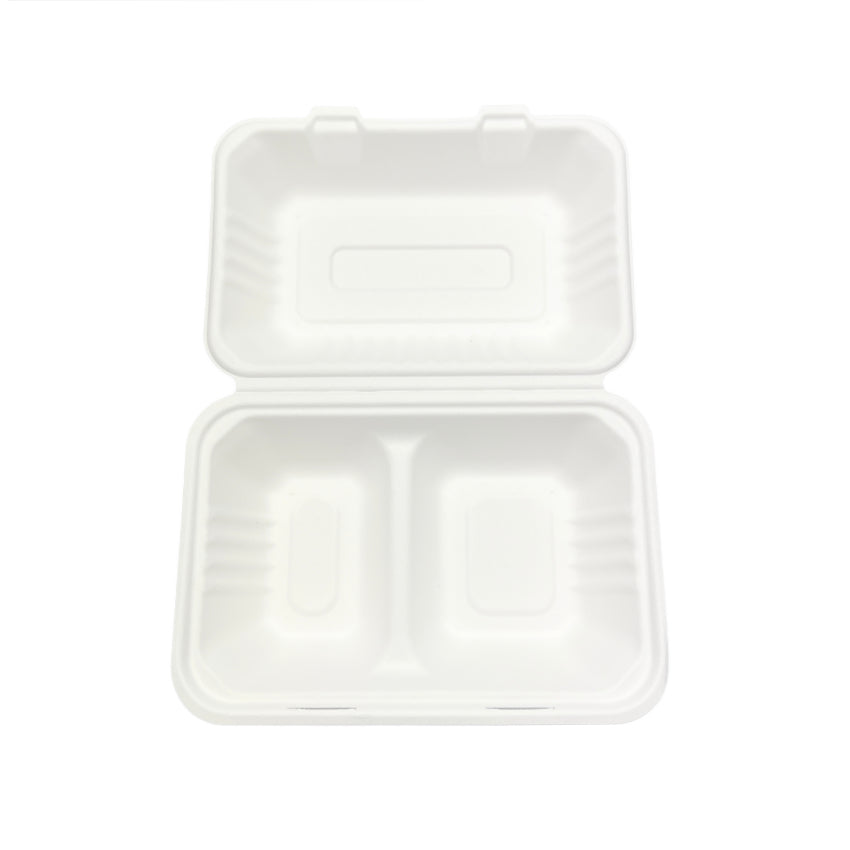 Sugarcane Snack Box 2 Compartment Clamshell 900ml 9