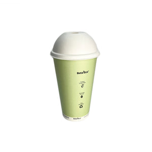 16oz Single Wall Green Cups (PLA Lined) with sugarcane dome lids