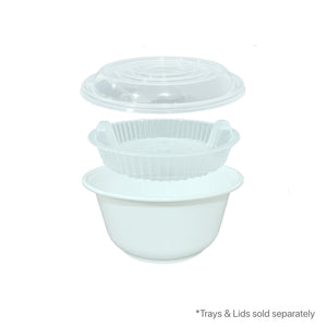 1250ml white plastic container with tray