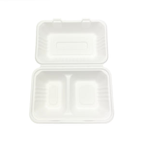 2 compartment snack box sugarcane