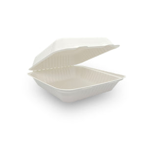 sugarcane clamshell dinner box 9"x9"x3"