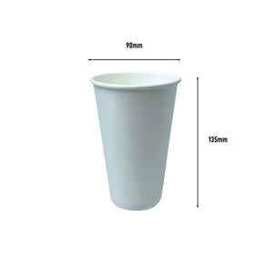 16oz Single Wall Coffee Cups White 90mm (1000pcs)