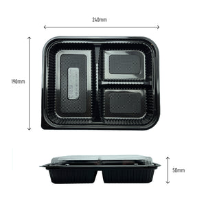 3 compartment takeaway plastic container