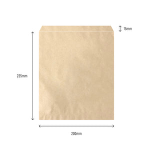 3F Brown Food Paper Bags 20cm x 23cm