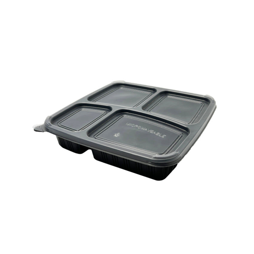4 Compartment Bento Box with Enclosed Compartments (150sets) – Zeta Pack