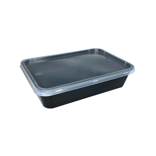 500ml black rectangle takeaway container