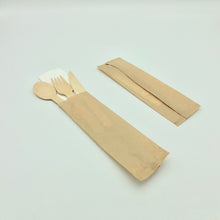 Load image into Gallery viewer, Wooden cutlery set with napkin
