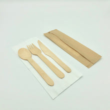 Load image into Gallery viewer, Wooden Spoon Fork Knife Napkin Pack - 400sets
