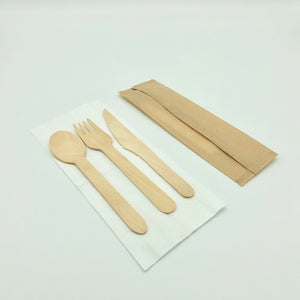 Wooden Spoon Fork Knife Napkin Pack - 400sets