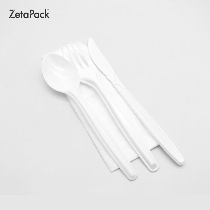 Disposable cutlery set with napkin