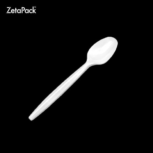 Disposable white plastic spoon