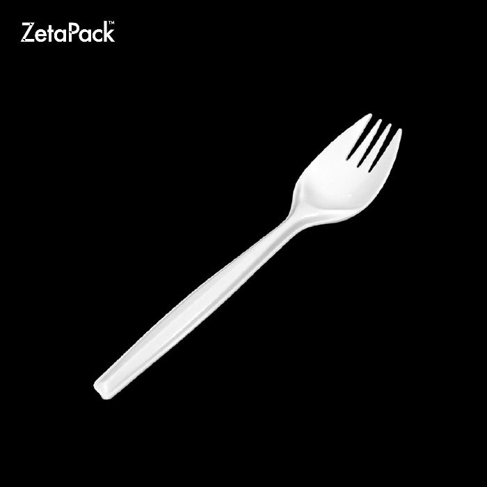 Disposable white plastic spork