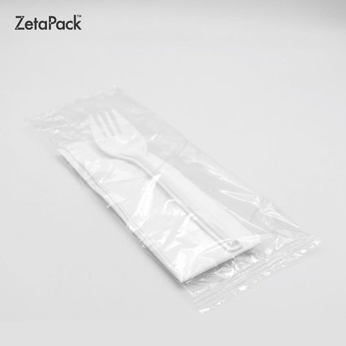 Disposable spork with napkin set