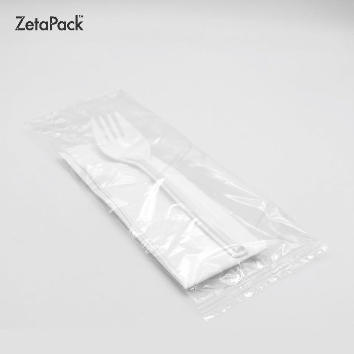 Disposable spork with napkin set