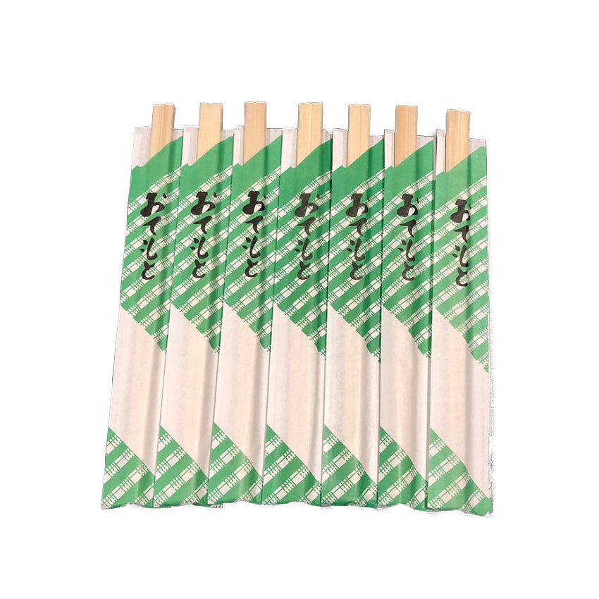 Disposable wooden chopsticks with paper sleeves