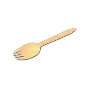 Disposable wooden spork cutlery