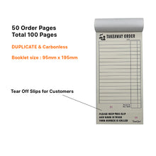 Load image into Gallery viewer, Large Takeaway Order Docket Books - Duplicate &amp; Carbonless - 10 Books
