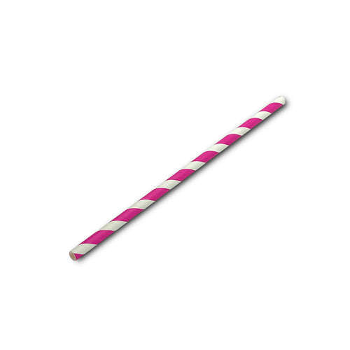 Magenta White Stripe Regular Paper Straw