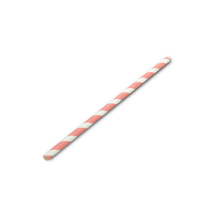 Peach White Stripe Regular Paper Straw