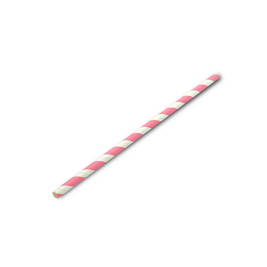 Pink White Stripe Regular Paper Straw