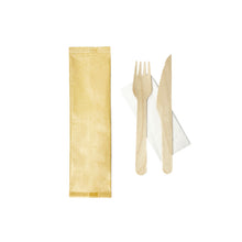 Load image into Gallery viewer, wooden fork knife napkin set
