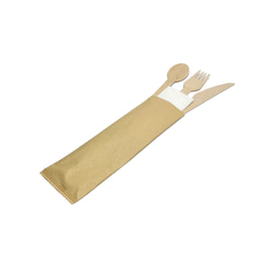 Disposable wooden cutlery pack