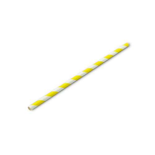 yellow white stripes regular paper straw