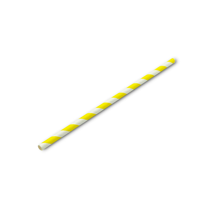 yellow white stripes regular paper straw